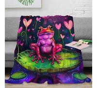 Estampado 3D Frog on Lily Manta de Descanso Microfibra Ropa de Cama Suave Colorido Fantasy Arte Plaid de Descanso cálido y Transpirable Lavable para Relax 50x60inch(127x152cm)