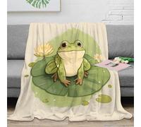 estampado 3D frog sitting manta de habitación microfibra ropa de cama no desprende pelusa water lily ilustracion plaid de habitación suave para regalos para nuevos propietarios 40x50inch(100x130cm)