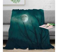 estampado 3D FullMoonNight manta para todas las estaciones microfibra ropa de cama versátil GothicLandscapeStyle frazada suave anti-bolitas no desprende pelusa para todo el año 80×90inch(200x230cm)