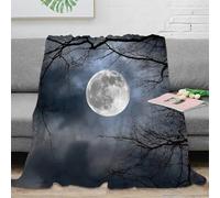 estampado 3D FullMoonNight manta térmica microfibra ropa de cama suave GothicLandscapeStyle plaid térmico esponjoso y cálido anti-bolitas no desprende pelusa para invierno 80×90inch(200x230cm)