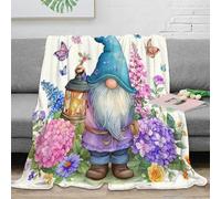 Estampado 3D Garden GNOME Manta para Aire Acondicionado Microfibra Ropa de Cama Ligera Fantasy Whimsical Plaid para Verano Suave y Transpirable Anti-Bolitas para Verano 80×90inch(200x230cm)
