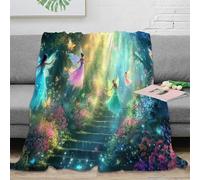 Estampado 3D Garden Scene Manta de Siesta Microfibra Ropa de Cama no desprende Pelusa Fantasy Enchanted Plaid de Siesta cálido para Regalos para quienes aman Descansar 40x50inch(100x130cm)