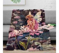 Estampado 3D Garden Scene Manta de Siesta Microfibra Ropa de Cama Suave Watercolor Fantasy Plaid de Oficina Anti-Bolitas para recién licenciados en Trabajo 40x50inch(100x130cm)