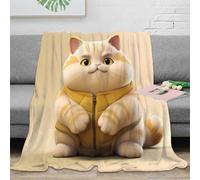 estampado 3D gato wearing vest manta para aire acondicionado microfibra ropa de cama esponjosa Dibujo animado plus manta de sofá no desprende pelusa para alquileres juveniles 80×90inch(200x230cm)
