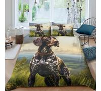 Estampado 3D German Shorthaired Funda para edredón Ropa de Cama con Funda de Almohada Transpirable Cubierta de edredón Ligero para jóvenes Parejas compañeros de Piso King（220x240cm）