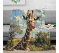 estampado 3D Giraffe retrato plaid microfibra ropa de cama anti-bolitas y suave Safari wildlife arte manta para aire acondicionado esponjosa no desprende pelusa para verano 60x80inch(150x200cm)