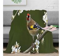 Estampado 3D Goldfinch Perched Manta de Siesta Microfibra Ropa de Cama Suave Nature Garden Scene Plaid de Oficina cálido para Regalos para colegas 40x50inch(100x130cm)