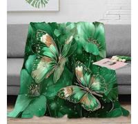 Estampado 3D Green Butterfly Arte frazada Microfibra Ropa de Cama Transpirable Floral Fantasy d Manta de sofá Suave y cálida Lavable para sofá 40x50inch(100x130cm)