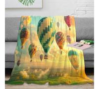 estampado 3D Hot air balloons manta de cama microfibra ropa de cama cálida y esponjosa colorido sky adventure manta para todas las estaciones transpirable suave para todo el año 50x60inch(127x152cm)
