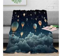Estampado 3D Hot Air Balloons Manta de Siesta Microfibra Ropa de Cama cálida Night Sky Fantasy Arte Plaid de Siesta Suave para pausas de Estudio estudiantiles 50x60inch(127x152cm)