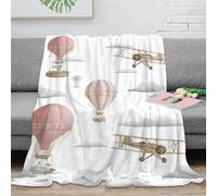 estampado 3D Hot air balloons manta microfibra ropa de cama anti-bolitas suave Vintage aviation arte manta de oficina cálida y esponjosa no desprende pelusa para oficina 80×90inch(200x230cm)