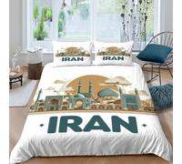 Estampado 3D Iran Landmarks Protector de edredón Ropa de Cama con Funda de Almohada Refinado Funda de edredón Exquisito para Padres Parejas Abuelos King（220x240cm）