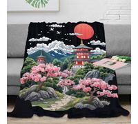 estampado 3D Japanese temple manta para todas las estaciones microfibra ropa de cama lavable traditional architecture manta versátil suave para jóvenes en cada época del año 80×90inch(200x230cm)