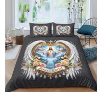 Estampado 3D Jesus Christ Funda para edredón Ropa de Cama con Funda de Almohada Transpirable Cubierta de edredón Cómodo para compañeros de Piso familias Trabajadores Single（140x200cm）