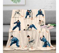 estampado 3D Judo techniques manta para aire acondicionado microfibra ropa de cama anti-bolitas Dynamic marteial artes plaid para verano suave para estudiantes en verano 50x60inch(127x152cm)