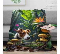 Estampado 3D Jungle Perro Adventure Manta para Todas Las Estaciones Microfibra Ropa de Cama no desprende Pelusa Nature Fantasy Manta versátil Anti-Bolitas para jóvenes en casa 80×90inch(200x230cm)