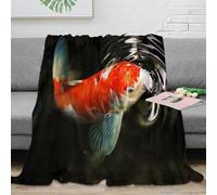 Estampado 3D Koi Fish Swimming Manta de Oficina Microfibra Ropa de Cama no desprende Pelusa Nature Aquatic Scene Manta de Descanso cálida para jóvenes en Pausa Laboral 70×80inch(180x200cm)
