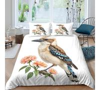 Estampado 3D Kookaburra Bird Cubierta de edredón Ropa de Cama con Funda de Almohada Antiácaros Protector de edredón Extra Suave para Adolescentes Parejas Adultos King（220x240cm）