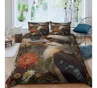Estampado 3D Kookaburra Bird Funda para edredón Ropa de Cama con Funda de Almohada Lavable Cubierta de edredón Extra Suave para Estudiantes jóvenes Solteros Double（200x200cm）