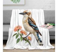 Estampado 3D Kookaburra Bird Manta de habitación Microfibra Ropa de Cama Suave Nature ilustracion Plaid de habitación cálido y Esponjoso Lavable para Descanso Nocturno 40x50inch(100x130cm)