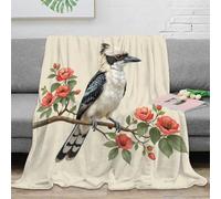 Estampado 3D Kookaburra Bird Manta para Todas Las Estaciones Microfibra Ropa de Cama versátil Nature ilustracion frazada Suave Anti-Bolitas no desprende Pelusa para Todo el año 80×90inch(200x230cm)