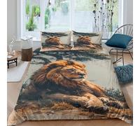 Estampado 3D León descansando Funda para edredón Ropa de Cama Estilo artístico de la Vida Salvaje Cubierta de edredón Extra Suave para compañeros de Piso Estudiantes Adolescentes Single（135x200cm）