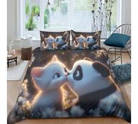 Estampado 3D Lindo Beso de Animal Protector de edredón Ropa de Cama Lujoso Estilo de fantasía de Dibujos Animados Funda de edredón Precioso para Padres Parejas familias Single（135x200cm）