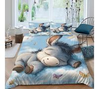 Estampado 3D Lindo Burro durmiendo Funda de edredón Ropa de Cama con Funda de Almohada Bonito Dibujo Animado caprichoso Funda para edredón Lujo para familias Abuelos Padres Single（135x200cm）