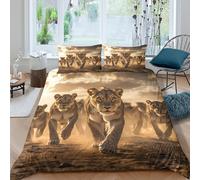 Estampado 3D Lion Pride Cubierta de edredón Ropa de Cama con Funda de Almohada Calidad Protector de edredón Refinado para familias compañeros Amigos Super King（260x220cm）