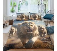 Estampado 3D Lion Pride Protector de edredón Ropa de Cama con Funda de Almohada Calidad Funda de edredón Refinado para Seres Queridos Amigos compañeros Super King（260x220cm）