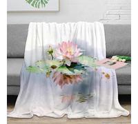 Estampado 3D Lotus Flower Manta Microfibra Ropa de Cama compacta y Suave Nature Serene Manta de Viaje Ligera para Estudiantes en traslados 60x80inch(150x200cm)