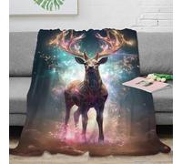 Estampado 3D Magical Deer Manta de habitación Microfibra Ropa de Cama Lavable Fantasy Forest Arte Manta de Cama Anti-Bolitas para Regalos para habitación Nueva 80×90inch(200x230cm)