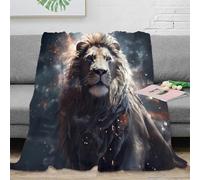 Estampado 3D Majestic Lion Manta de Cama Microfibra Ropa de Cama Anti-Bolitas Fantasy Arte Plaid de Cama Esponjoso y cálido Lavable para Noches 60x80inch(150x200cm)