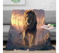Estampado 3D Majestic Lion Manta de Viaje Microfibra Ropa de Cama Suave Fantasy Mountain Scene Manta de Descanso cálida y esponjosa Anti-Bolitas para Relax en Viaje 80×90inch(200x230cm)