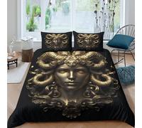 Estampado 3D Máscara de Diosa Cubierta de edredón Ropa de Cama Estilo Decorativo mítico Protector de edredón Transpirable para Adolescentes compañeros de Piso Single（135x200cm）