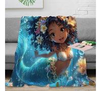 Estampado 3D Mermaid Girl Manta de sofá Microfibra Ropa de Cama no desprende Pelusa Underwater Fantasy Arte Manta de Relax Suave para Regalos para Noches de Relax 70×80inch(180x200cm)