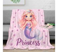 Estampado 3D Mermaid Girl Plaid de sofá Microfibra Ropa de Cama cálido Dibujo Animado Fantasy Manta de salón Suave y Transpirable Lavable para salón 40x50inch(100x130cm)