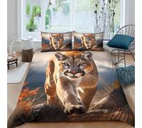 Estampado 3D merodeo de Gato montés Cubierta de edredón Ropa de Cama Escena Vida Silvestre Naturaleza Protector de edredón Extra Suave para Estudiantes compañeros de Piso familias Single（135x200cm）