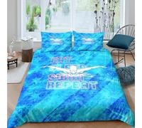 Estampado 3D Motivación para Nadar Protector de edredón Ropa de Cama con Funda de Almohada Ligero Estilo de Vida Saludable Funda de edredón Lavable para Adultos compañeros de Piso Single（135x200cm）