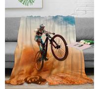 estampado 3D mountain bike rider manta para aire acondicionado microfibra ropa de cama anti-bolitas extreme sports plaid para aire acondicionado suave y esponjoso para verano 50x60inch(127x152cm)