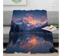 Estampado 3D Mountain Landscape Manta para Todas Las Estaciones Ropa de Cama Anti-Bolitas Nature Serene Scene Manta versátil no desprende Pelusa para Estudiantes Todo el año 80×90inch(200x230cm)