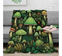 Estampado 3D Mushroom Forest Plaid térmico Microfibra Ropa de Cama Aislante Fantasy Arte Manta para Aire Acondicionado Suave y esponjosa para ambientes climatizados 40x50inch(100x130cm)