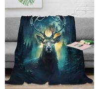 Estampado 3D Mystic Deer Manta de Siesta Microfibra Ropa de Cama Transpirable Fantasy Forest Arte Manta de Oficina Suave para Regalos para Trabajadores en teletrabajo 40x50inch(100x130cm)