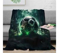 Estampado 3D Mystic Soccer Ball Manta de Cama Microfibra Ropa de Cama no desprende Pelusa Fantasy Forest Glow Plaid de Cama cálido y Esponjoso Anti-Bolitas para habitación 70×80inch(180x200cm)