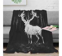 Estampado 3D Mystical Deer Manta de Oficina Microfibra Ropa de Cama Suave Fantasy Forest Arte Plaid de Oficina cálido para jóvenes Profesionales 80×90inch(200x230cm)