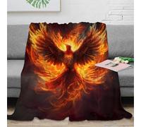 Estampado 3D Mythical Bird Manta de Cama Microfibra Ropa de Cama esponjosa y cálida Fantasy Fire Phoenix 1 Manta de sofá Lavable para Regalos de Bienvenida a casa 50x60inch(127x152cm)