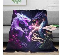 Estampado 3D Mythical Dragon Duel Manta de salón Microfibra Ropa de Cama Anti-Bolitas Fantasy Arte Plaid de salón cálido para Regalos para salón Nuevo 40x50inch(100x130cm)