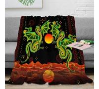 Estampado 3D Mythical Dragons Manta de Oficina Microfibra Ropa de Cama Suave Vibrant Fantasy Arte Manta de Descanso cálida Transpirable Lavable para pausas laborales 80×90inch(200x230cm)