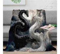 Estampado 3D Mythical Dragons Manta de Viaje Microfibra Ropa de Cama Elegante Fantasy Arte Plaid de Viaje Compacto para Regalos de Viaje 60x80inch(150x200cm)