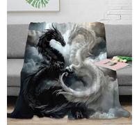 Estampado 3D Mythical Dragons Manta térmica Microfibra Ropa de Cama Lavable Fantasy Arte Plaid térmico Anti-Bolitas para Regalos de Invierno atentos 70×80inch(180x200cm)